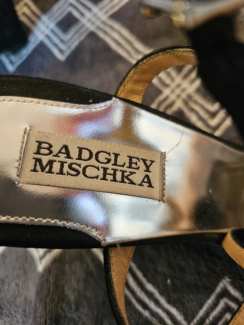 Badgley Mischka Black Floral T-Strap Evening Sandals
